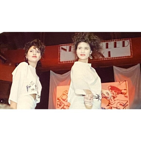 VTG 80s Alto Ego white french terry top tee shirt new wave retro street wear OS - Picture 14 of 15